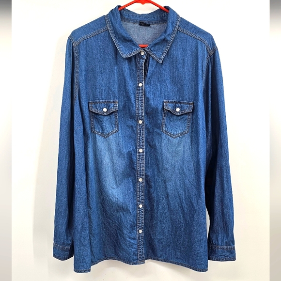 Faded Glory Jean Button Down Shirt Size 3X - Picture 1 of 10